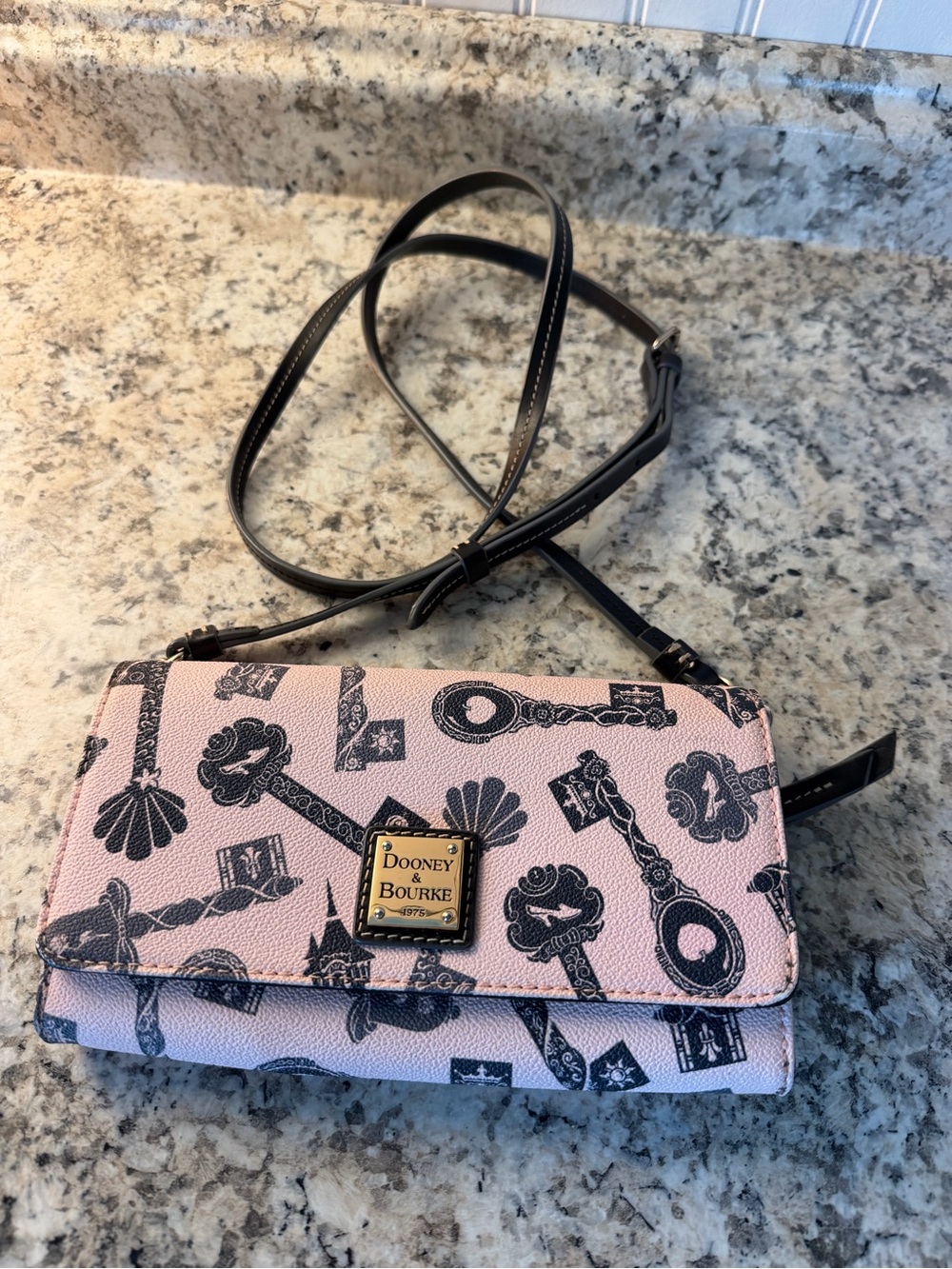 Disney Dooney & Bourke Light Pink Princess Key Crossbody Purse Bag Wallet